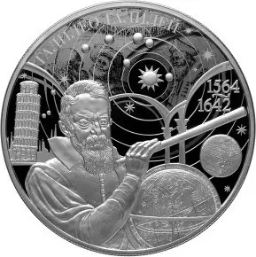 Монета 450-летие со дня рождения Галилео Галилея 2 рубля 2014 — аверс