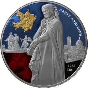 Монета «750-летие Данте Алигьери» в специальном исполнении 2015 — аверс