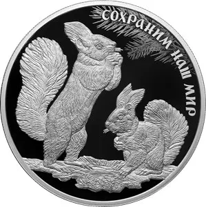 Монета «Белка обыкновенная» 25 рублей 2023 — серебро 155,5 г (5 унций) — аверс