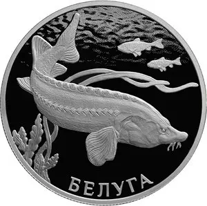 Монета 2 рубля 2019 «Белуга» — серебро, серия «Красная книга» — аверс