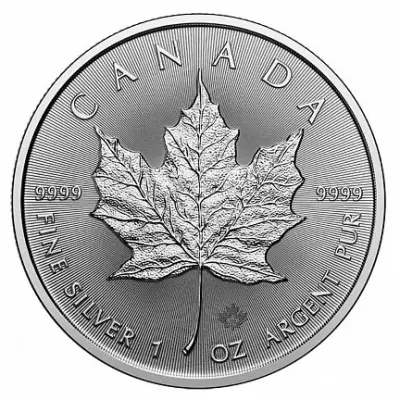 Серебряный Кленовый лист 2024 — 31,1 г чистого серебра 9999, Канада — аверс