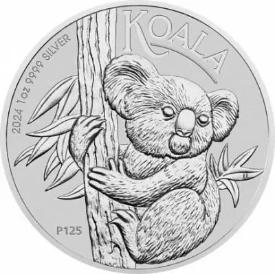 Коала 2024 — серебряная монета 31,1 г (1 унция) 9999, Австралия — аверс