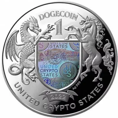Монета «Криптовалюта Dogecoin» 2022, серебро 31,1 г | КОИНРУС — реверс