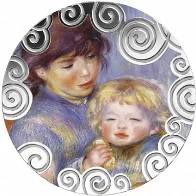 Монета «Материнство в искусстве. Ренуар» 2019 — Камерун, серебро 31,1 г — аверс