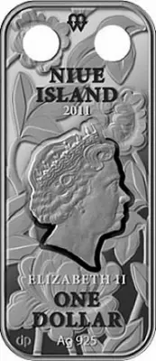 Монета Ниуэ «Подвеска с янтарем» 2011 года — серебро, 10 г, янтарь — реверс