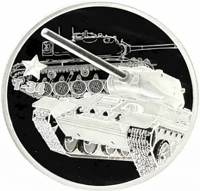 Монета «Танк Т-34» 2024, 1 унция серебра, Гана — обзор — аверс