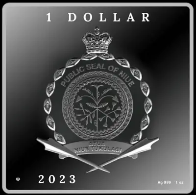 Монета «Ван Гог 170 лет. Автопортрет с перевязанным ухом» 2023, серебро 1 унция — реверс