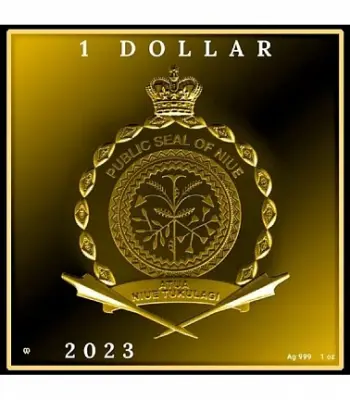 Монета Ван Гог «Пшеничное поле с воронами» 2023, Ниуэ, 1 унция серебра — реверс