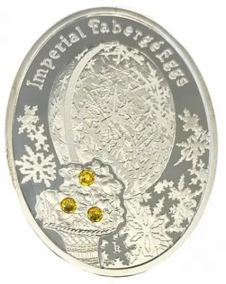 Яйцо Фаберже «Зимнее» 2012 — монета Ниуэ, серебро | КОИНРУС — аверс