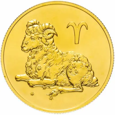 Золотая монета «Овен», 50 рублей, 2004 — реверс