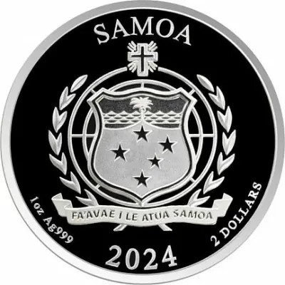 «Золотой Орел» 2024, Самоа — серебряная монета 31,1 г ч. серебра — реверс