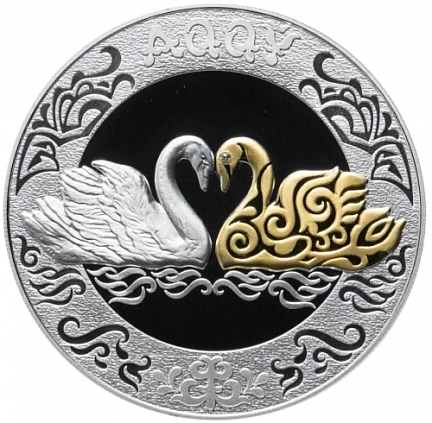 "Лебеди", 2021 г., 31,1 г ч. серебра. Казахстан