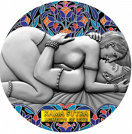 "Моменты Любви. Камасутра" 2021 г., 93,3 г ч. серебра. Камерун