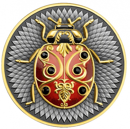 "Божья коровка" 2024 г., 62,2 г ч. серебра. Ниуэ