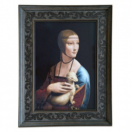 "Дама с горностаем" Леонардо да Винчи 2019 г., 1 500 г ч. серебра. Соломоновы острова