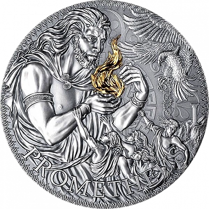 "Прометей. Великая греческая мифология" 2023г. 93,3 г. ч. серебра. Камерун