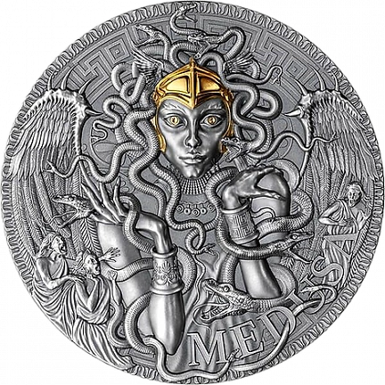 "Медуза. Великая греческая мифология" 2023г. 62,2 г. ч. серебра. Камерун