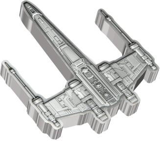 "Истребитель. Т 65 X WING. Звездные войны" 2024 г.,  93,3 г ч. серебра. Ниуэ