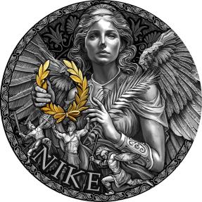 "Ника. Великая греческая мифология" 2024 г., 62,2 г. ч. серебра. Камерун