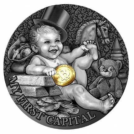 "Мой первый капитал. Мои первые сокровища" 2021 г., 15,5 г ч. серебра. Ниуэ