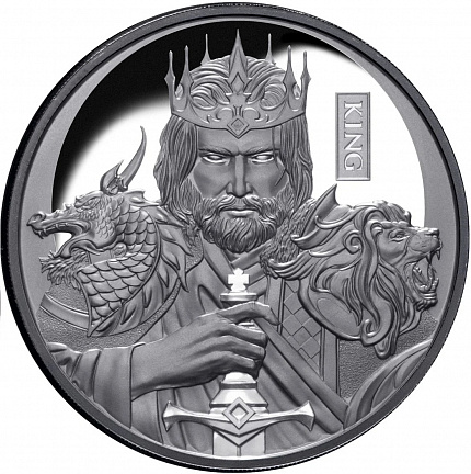 "Шахматный король" 2023 г., (пруф), 31.1 г ч. серебра. Ниуэ.