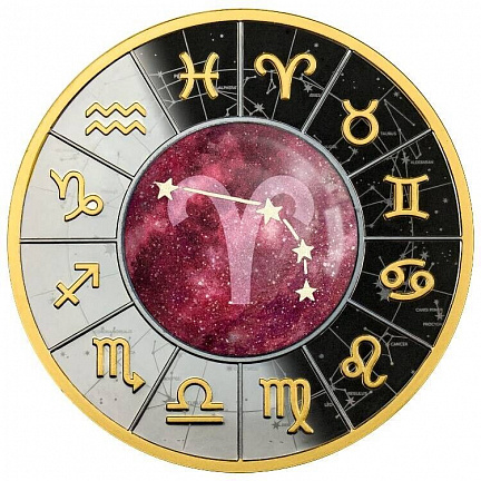 "Знаки зодиака. Овен" 2023 г., 17,5 г серебра. Камерун