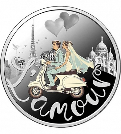 "Свадебная монета "Lamour" 2025 г., 17,5 г ч. серебра. Камерун