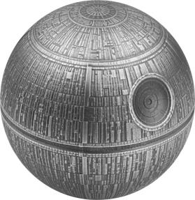 "Звезда смерти. Звездные войны 3D Сфера" 2024 г., 300 г ч. серебра. Ниуэ