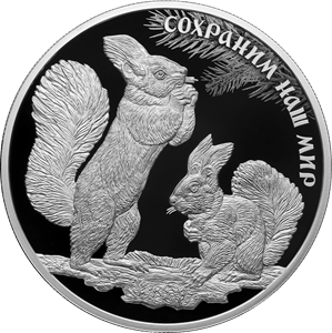 "Белка обыкновенная" 155,5 г. ч. серебра.  Россия