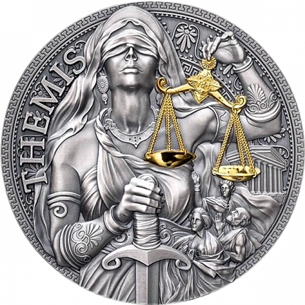 "Фемида. Великая греческая мифология" 2023 г., 62,2 г ч. серебра. Камерун